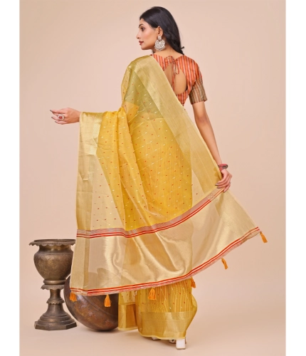 Generic Women's Organza Printed Saree With Unstitched Blouse 5.5Mtr (Yellow) Generic Women's Organza Printed Saree With Unstitched Blouse 5.5Mtr (Yellow)