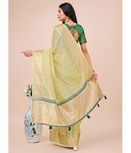 Generic Women's Organza Printed Saree With Unstitched Blouse 5.5Mtr (Light Green) Generic Women's Organza Printed Saree With Unstitched Blouse 5.5Mtr (Light Green)