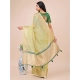 Generic Women's Organza Printed Saree With Unstitched Blouse 5.5Mtr (Light Green)