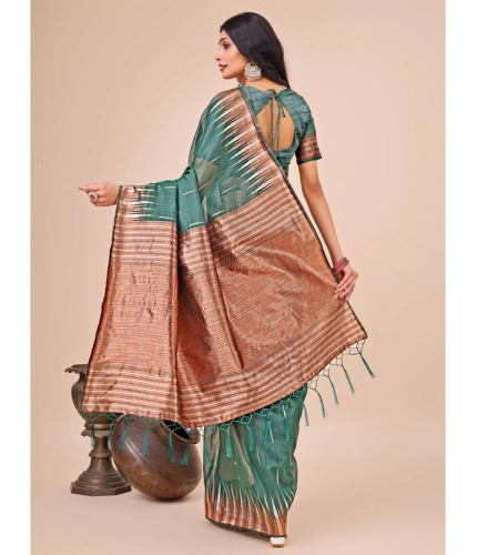 Generic Women's Linen Cotton Printed Saree With Unstitched Blouse 5.5Mtr (Green) Generic Women's Linen Cotton Printed Saree With Unstitched Blouse 5.5Mtr (Green)