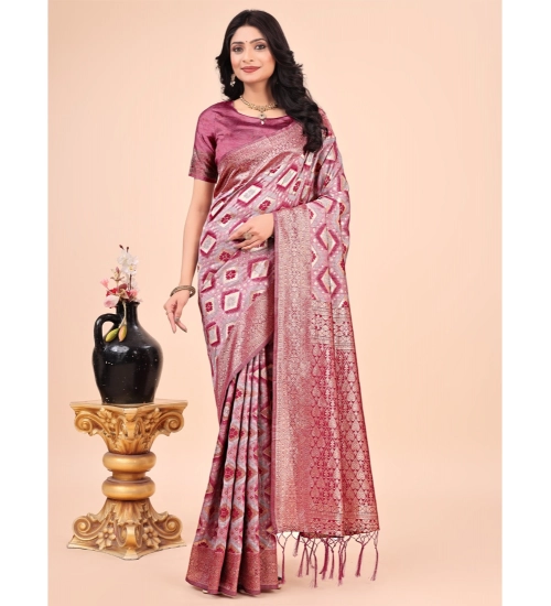 Generic Women's Cotton Printed Saree With Unstitched Blouse 5.5Mtr (Pink)