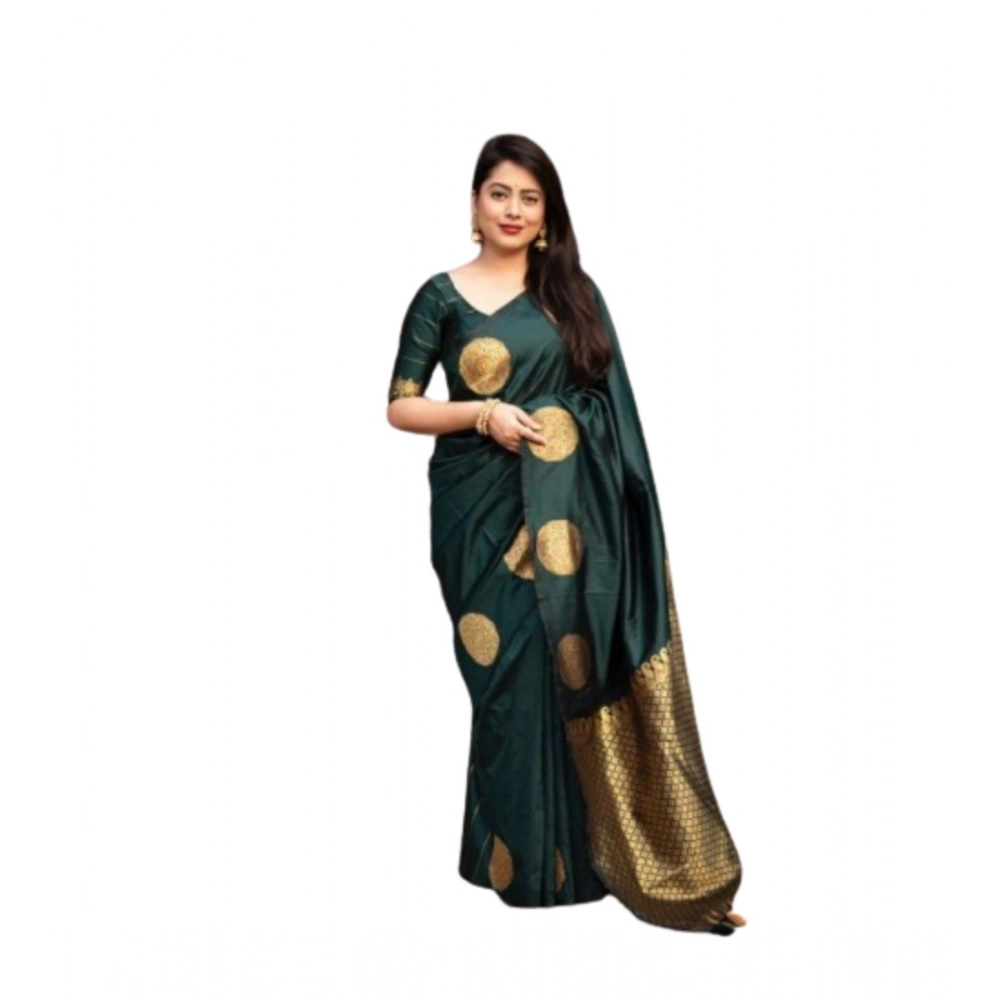 Generic Women's Silk Printed Saree With Unstitched Blouse 5.5Mtr (Green) Generic Women's Silk Printed Saree With Unstitched Blouse 5.5Mtr (Green)