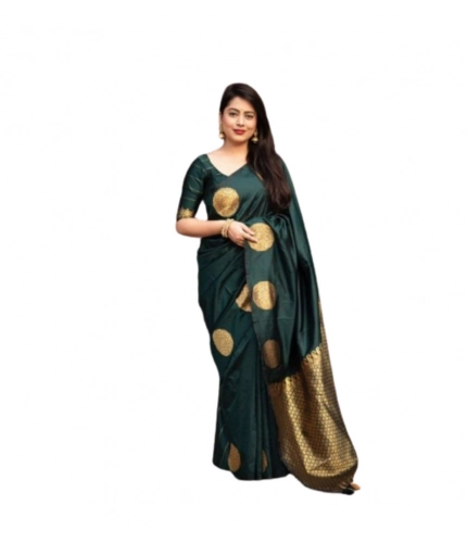 Generic Women's Silk Printed Saree With Unstitched Blouse 5.5Mtr (Green) Generic Women's Silk Printed Saree With Unstitched Blouse 5.5Mtr (Green)