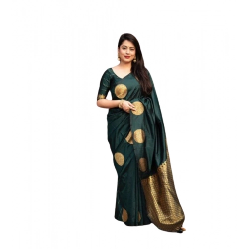Women's Silk Printed Saree With Unstitched Blouse 5.5Mtr (Green) Women's Silk Printed Saree With Unstitched Blouse 5.5Mtr (Green)