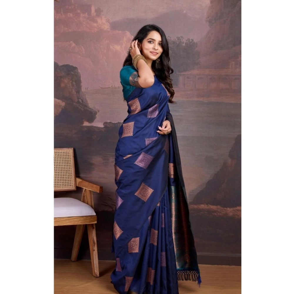Generic Women's Silk Printed Saree With Unstitched Blouse 5.5Mtr (Navy Blue) Generic Women's Silk Printed Saree With Unstitched Blouse 5.5Mtr (Navy Blue)