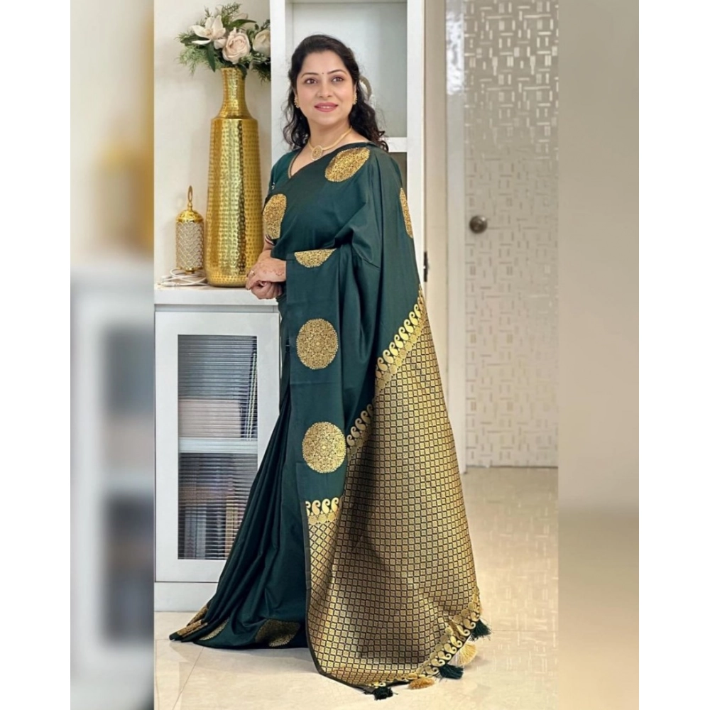 Generic Women's Silk Printed Saree With Unstitched Blouse 5.5Mtr (Green) Generic Women's Silk Printed Saree With Unstitched Blouse 5.5Mtr (Green)