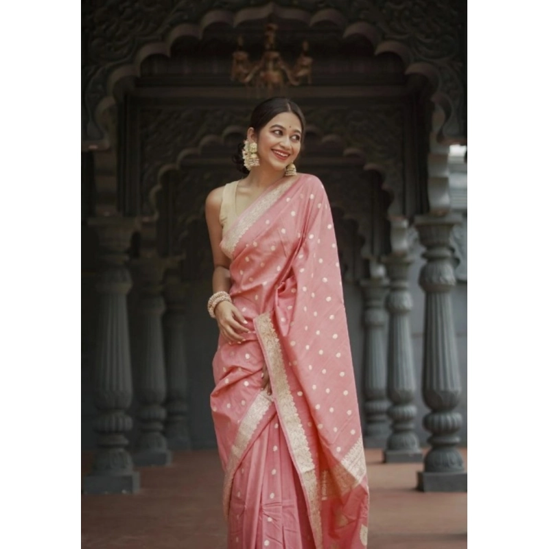 Women's Cotton Printed Saree With Unstitched Blouse 5.5Mtr (Peach) Women's Cotton Printed Saree With Unstitched Blouse 5.5Mtr (Peach)