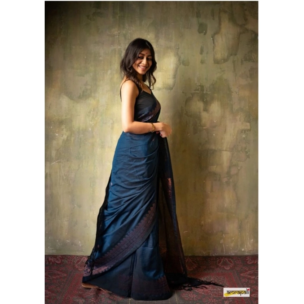 Generic Women's Silk Printed Saree With Unstitched Blouse 5.5Mtr (Navy Blue) Generic Women's Silk Printed Saree With Unstitched Blouse 5.5Mtr (Navy Blue)