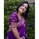 Generic Women's Silk Printed Saree With Unstitched Blouse 5.5Mtr (Purple)