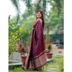 Generic Women's Silk Printed Saree With Unstitched Blouse 5.5Mtr (Maroon)