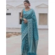 Generic Women's Silk Printed Saree With Unstitched Blouse 5.5Mtr (Sky Blue)
