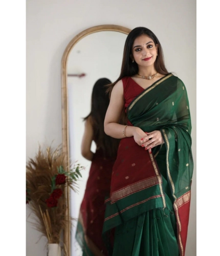 Generic Women's Cotton Printed Saree With Unstitched Blouse 5.5Mtr (Dark Green) Generic Women's Cotton Printed Saree With Unstitched Blouse 5.5Mtr (Dark Green)