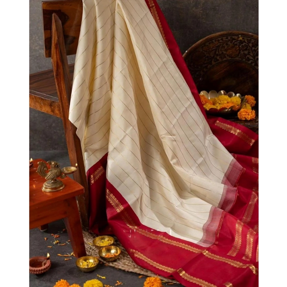 Generic Women's Silk Printed Saree With Unstitched Blouse 5.5Mtr (Off White) Generic Women's Silk Printed Saree With Unstitched Blouse 5.5Mtr (Off White)
