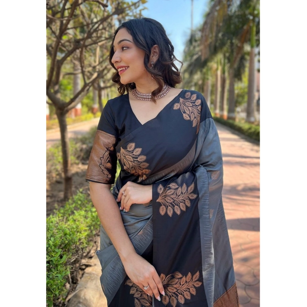 Generic Women's Silk Printed Saree With Unstitched Blouse 5.5Mtr (Grey) Generic Women's Silk Printed Saree With Unstitched Blouse 5.5Mtr (Grey)