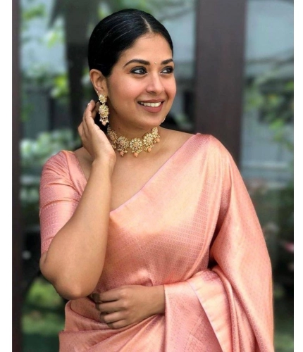 Generic Women's Silk Printed Saree With Unstitched Blouse 5.5Mtr (Peach) Generic Women's Silk Printed Saree With Unstitched Blouse 5.5Mtr (Peach)