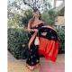 Generic Women's Silk Printed Saree With Unstitched Blouse 5.5Mtr (Black-Red) Generic Women's Silk Printed Saree With Unstitched Blouse 5.5Mtr (Black-Red)