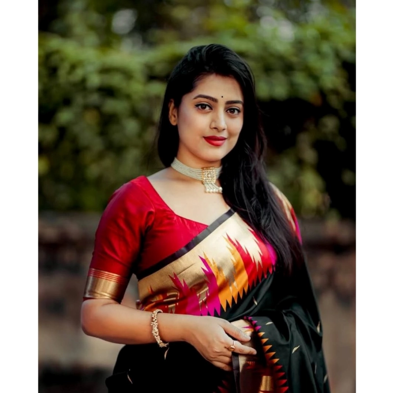 Women's Silk Printed Saree With Unstitched Blouse 5.5Mtr (Multicolor)