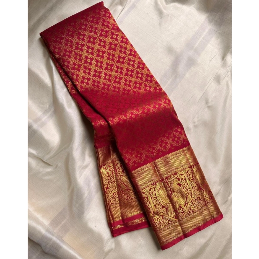 Generic Women's Silk Printed Saree With Unstitched Blouse 5.5Mtr (Maroon) Generic Women's Silk Printed Saree With Unstitched Blouse 5.5Mtr (Maroon)