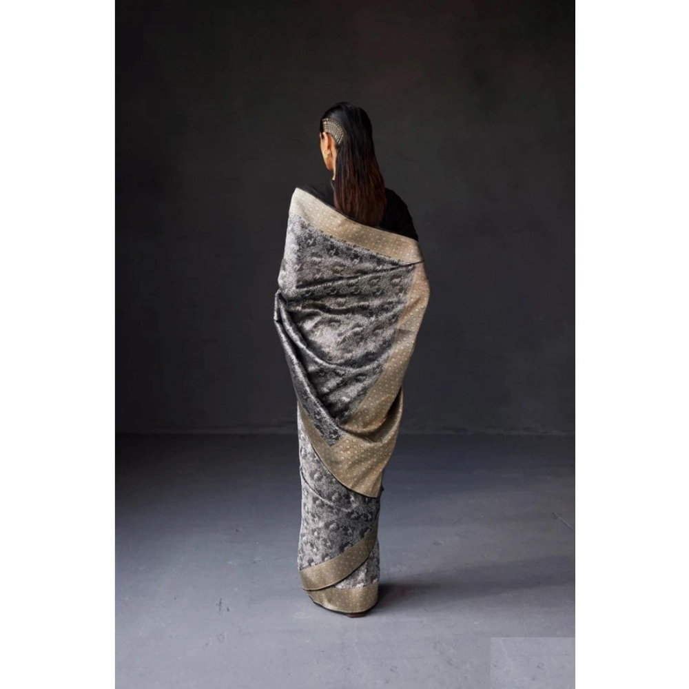 Generic Women's Silk Printed Saree With Unstitched Blouse 5.5Mtr (Grey) Generic Women's Silk Printed Saree With Unstitched Blouse 5.5Mtr (Grey)