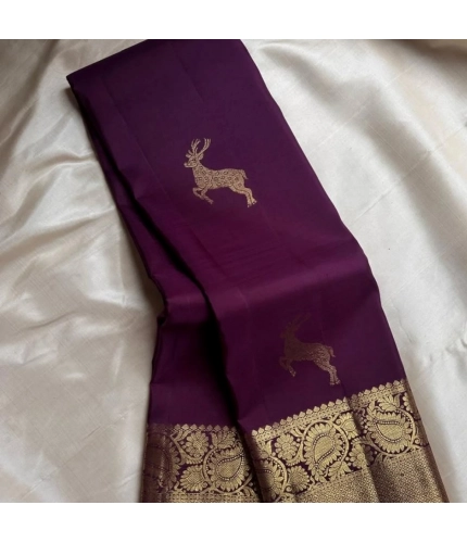 Generic Women's Silk Printed Saree With Unstitched Blouse 5.5Mtr (Wine)