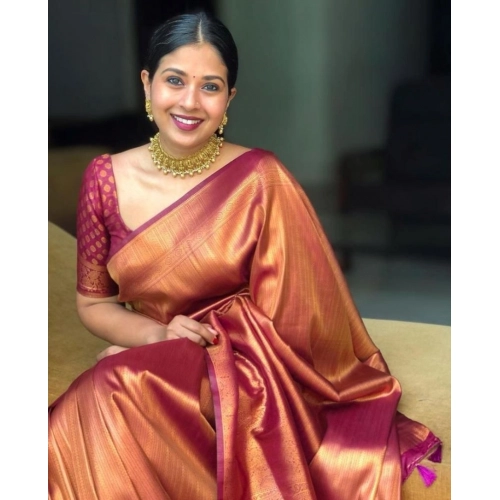 Women's Silk Printed Saree With Unstitched Blouse 5.5Mtr (Maroon) Women's Silk Printed Saree With Unstitched Blouse 5.5Mtr (Maroon)