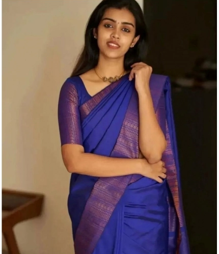 Generic Women's Silk Printed Saree With Unstitched Blouse 5.5Mtr (Blue) Generic Women's Silk Printed Saree With Unstitched Blouse 5.5Mtr (Blue)