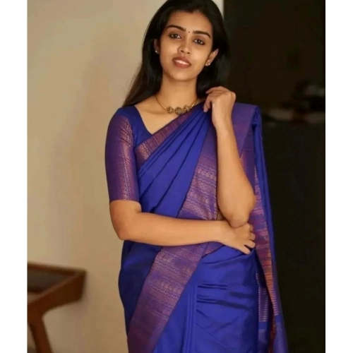 Women's Silk Printed Saree With Unstitched Blouse 5.5Mtr (Blue) Women's Silk Printed Saree With Unstitched Blouse 5.5Mtr (Blue)