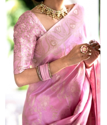 Generic Women's Silk Printed Saree With Unstitched Blouse 5.5Mtr (Pink) Generic Women's Silk Printed Saree With Unstitched Blouse 5.5Mtr (Pink)