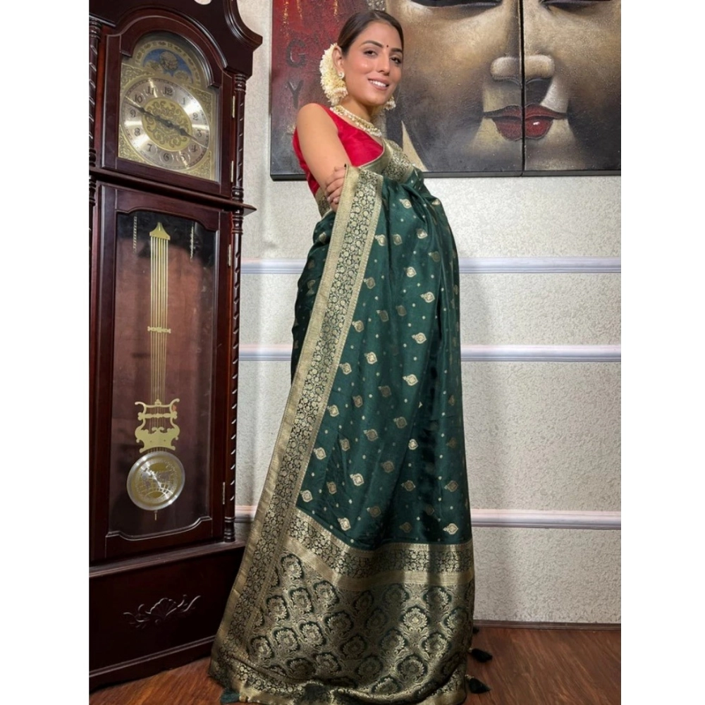 Generic Women's Silk Printed Saree With Unstitched Blouse 5.5Mtr (Green) Generic Women's Silk Printed Saree With Unstitched Blouse 5.5Mtr (Green)