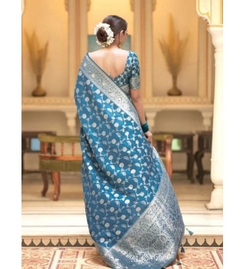 Generic Women's Silk Printed Saree With Unstitched Blouse 5.5Mtr (Rama)