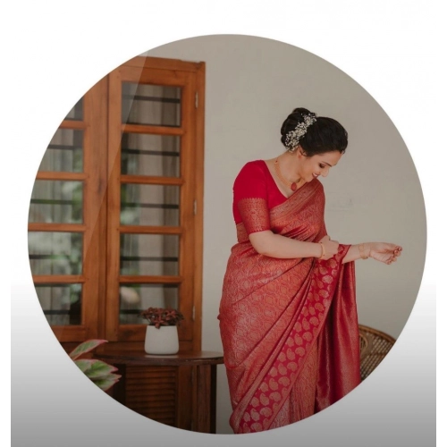 Women's Silk Printed Saree With Unstitched Blouse 5.5Mtr (Red) Women's Silk Printed Saree With Unstitched Blouse 5.5Mtr (Red)