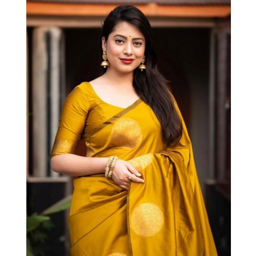 Women's Silk Printed Saree With Unstitched Blouse 5.5Mtr (Yellow) Women's Silk Printed Saree With Unstitched Blouse 5.5Mtr (Yellow)