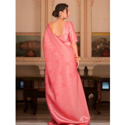 Women's Silk Printed Saree With Unstitched Blouse 5.5Mtr (Pink) Women's Silk Printed Saree With Unstitched Blouse 5.5Mtr (Pink)
