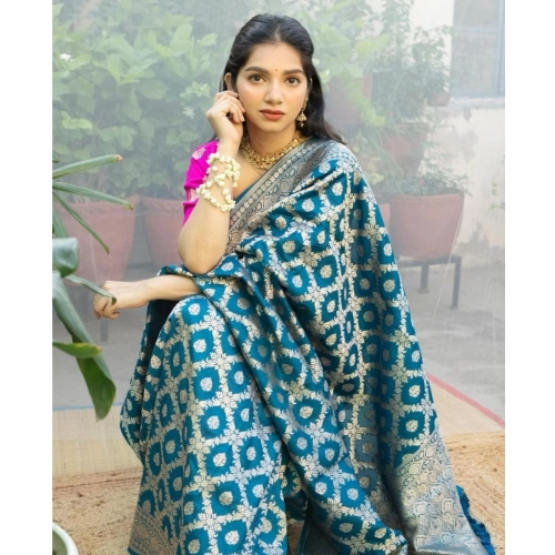 Women's Silk Printed Saree With Unstitched Blouse 5.5Mtr (Sky Blue) Women's Silk Printed Saree With Unstitched Blouse 5.5Mtr (Sky Blue)