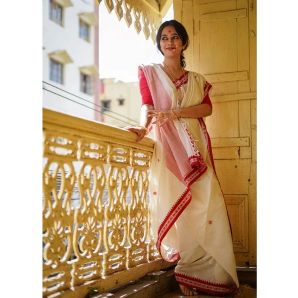 Generic Women's Cotton Printed Saree With Unstitched Blouse 5.5Mtr (White) Generic Women's Cotton Printed Saree With Unstitched Blouse 5.5Mtr (White)