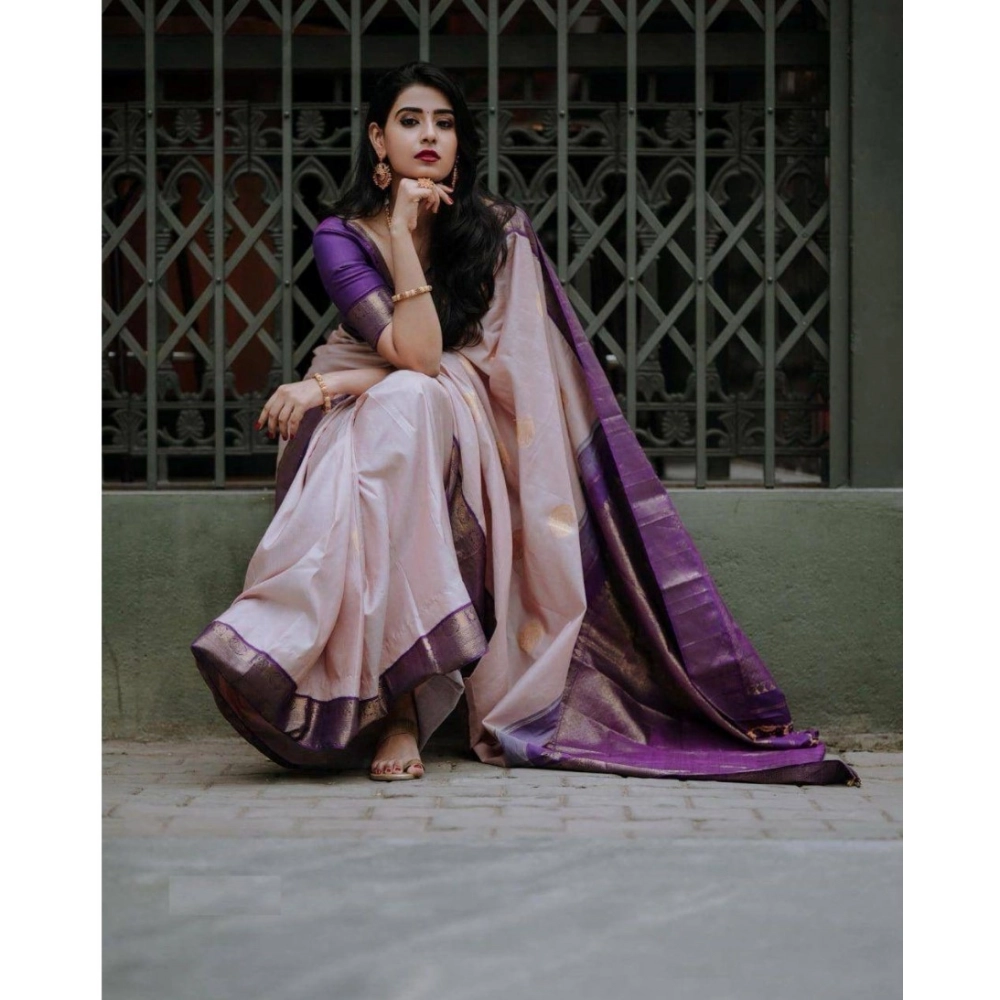 Generic Women's Silk Printed Saree With Unstitched Blouse 5.5Mtr (Purple) Generic Women's Silk Printed Saree With Unstitched Blouse 5.5Mtr (Purple)