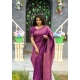 Generic Women's Silk Printed Saree With Unstitched Blouse 5.5Mtr (Purple)