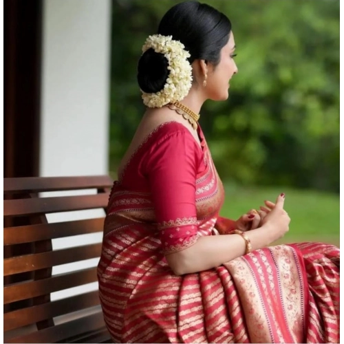 Women's Silk Printed Saree With Unstitched Blouse 5.5Mtr (Pink) Women's Silk Printed Saree With Unstitched Blouse 5.5Mtr (Pink)