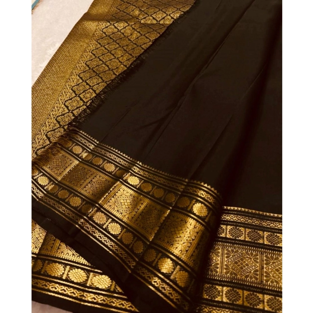 Generic Women's Silk Printed Saree With Unstitched Blouse 5.5Mtr (Black) Generic Women's Silk Printed Saree With Unstitched Blouse 5.5Mtr (Black)