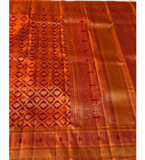Generic Women's Silk Printed Saree With Unstitched Blouse 5.5Mtr (Red)
