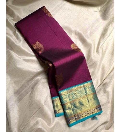 Generic Women's Silk Printed Saree With Unstitched Blouse 5.5Mtr (Wine)