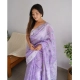 Generic Women's Cotton  Printed Saree With Unstitched Blouse 5.5Mtr (Lavender)