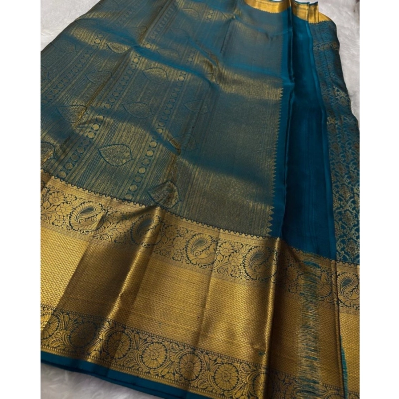 Women's Silk Printed Saree With Unstitched Blouse 5.5Mtr (Rama) Women's Silk Printed Saree With Unstitched Blouse 5.5Mtr (Rama)