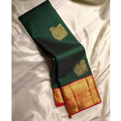 Women's Silk Printed Saree With Unstitched Blouse 5.5Mtr (Green) Women's Silk Printed Saree With Unstitched Blouse 5.5Mtr (Green)