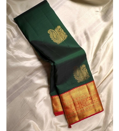 Generic Women's Silk Printed Saree With Unstitched Blouse 5.5Mtr (Green)