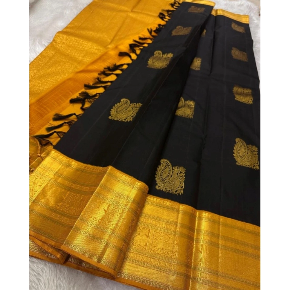 Generic Women's Silk Printed Saree With Unstitched Blouse 5.5Mtr (Black) Generic Women's Silk Printed Saree With Unstitched Blouse 5.5Mtr (Black)