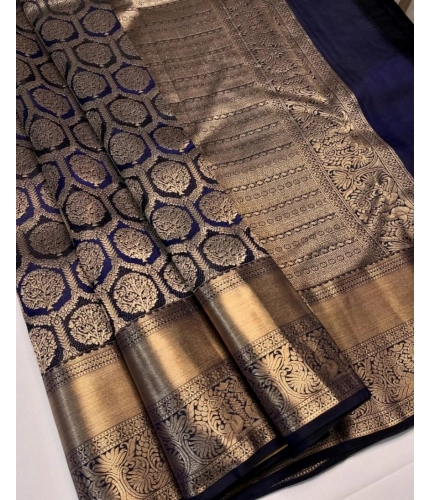 Generic Women's Silk Printed Saree With Unstitched Blouse 5.5Mtr (Navy Blue) Generic Women's Silk Printed Saree With Unstitched Blouse 5.5Mtr (Navy Blue)