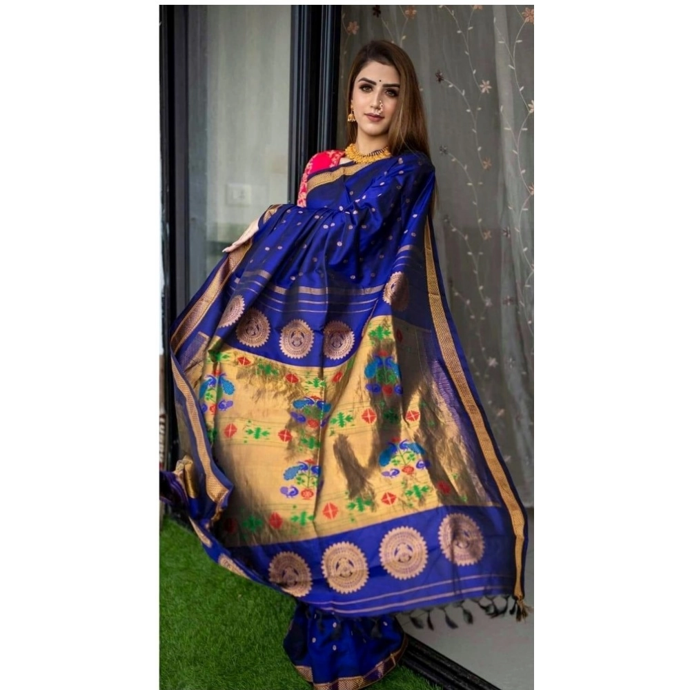 Generic Women's Silk Printed Saree With Unstitched Blouse 5.5Mtr (Blue) Generic Women's Silk Printed Saree With Unstitched Blouse 5.5Mtr (Blue)