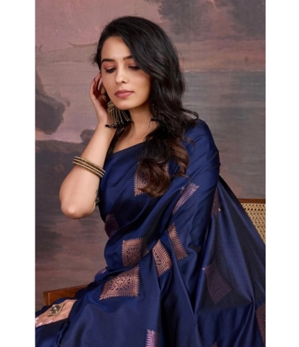 Generic Women's Silk Printed Saree With Unstitched Blouse 5.5Mtr (Navy Blue) Generic Women's Silk Printed Saree With Unstitched Blouse 5.5Mtr (Navy Blue)