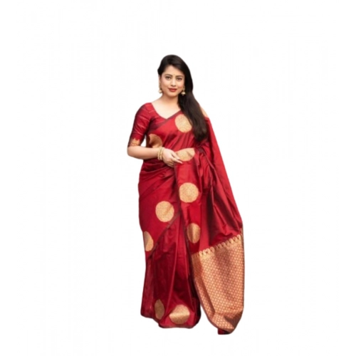 Women's Silk Printed Saree With Unstitched Blouse 5.5Mtr (Red) Women's Silk Printed Saree With Unstitched Blouse 5.5Mtr (Red)